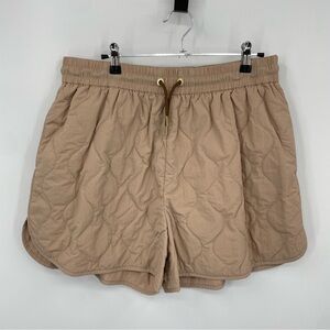 Varley Connel beige Quilted drawstring Shorts Sz XL summer nylon quilt Var01781